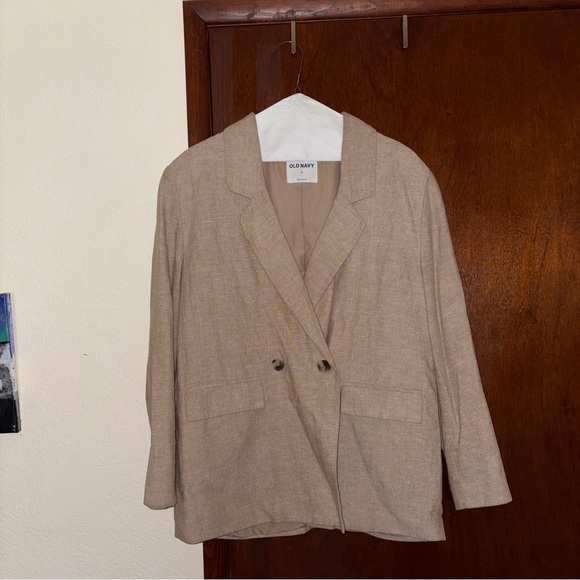Old Navy Women’s Tan Linen Blend Blazer Size Medium - Picture 3 of 7